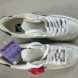 Veja White Sneakers with Green Details